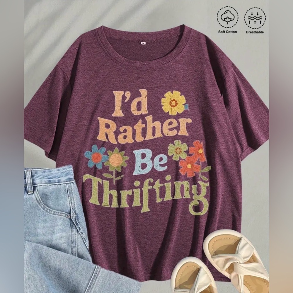 I’d Rather Be Thrifting Graphic Tee – Unisex Large – NWT - Picture 2 of 8